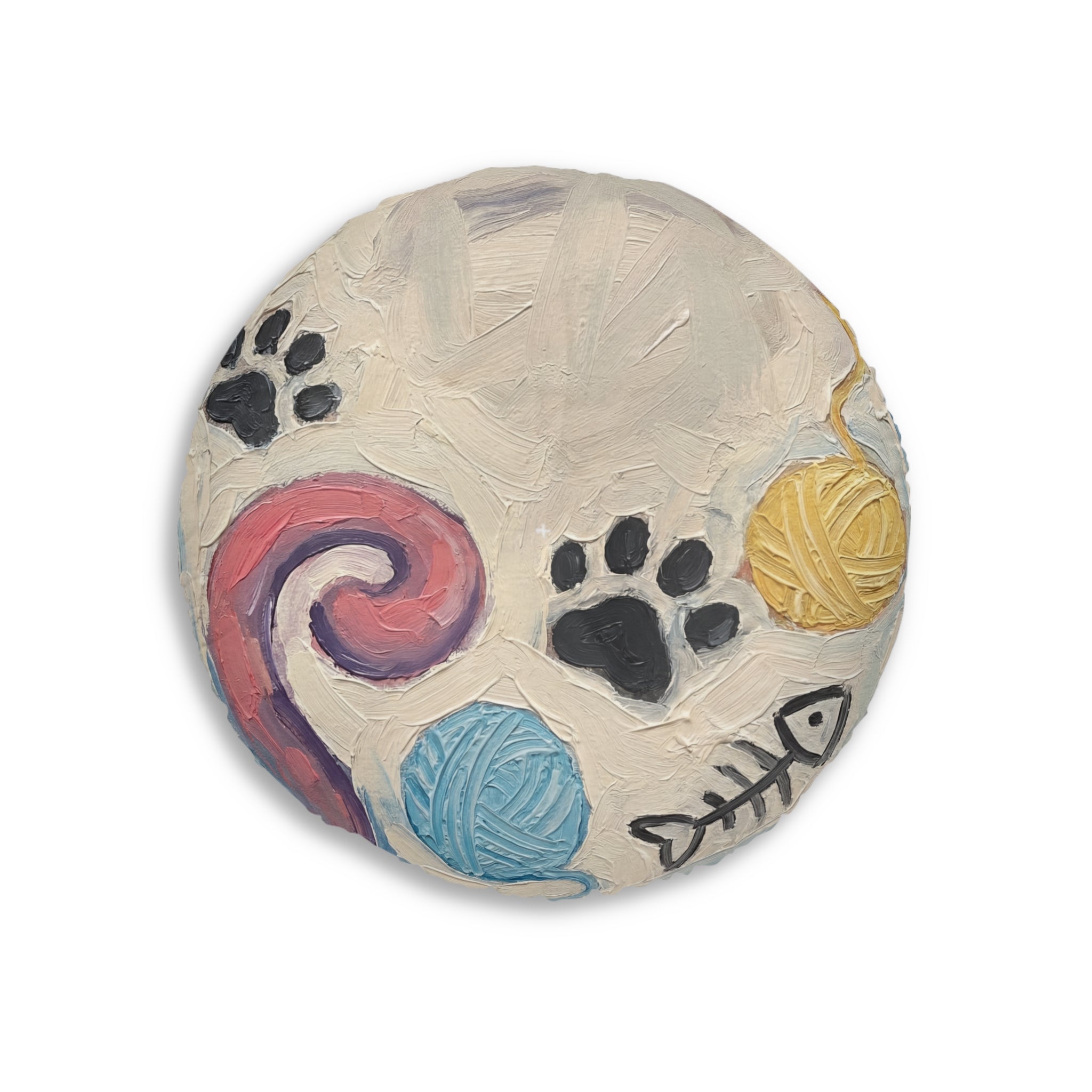 Curled Cat Hug Round Floor Pillow