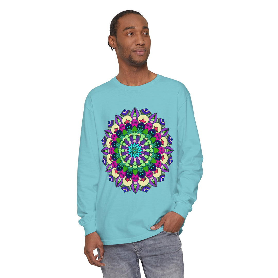 Colorful and intricate mandala design long sleeve t-shirt for both men and women