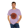 Unisex Halloween Mandala T-shirt featuring handmade pumpkin mandala art on a garment-dyed tee