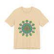 Colorful tie dye t-shirt with a psychedelic mandala design on it