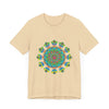 Colorful tie dye t-shirt with a psychedelic mandala design on it