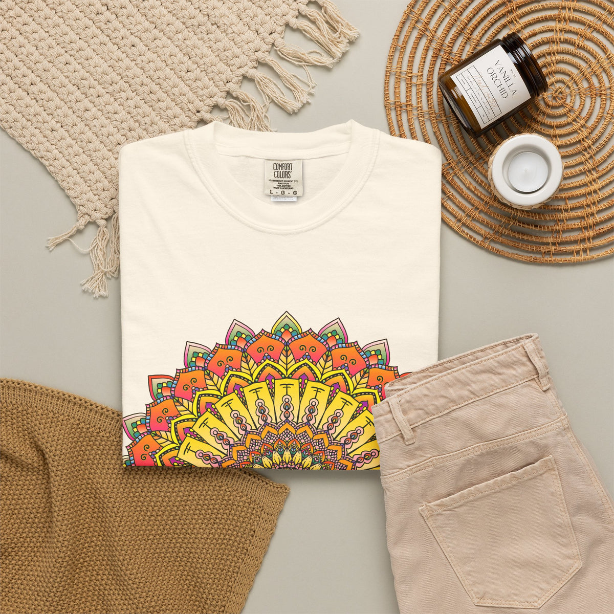 Sunburst Mandala T-Shirt — Vibrant Floral Boho Graphic Tee
