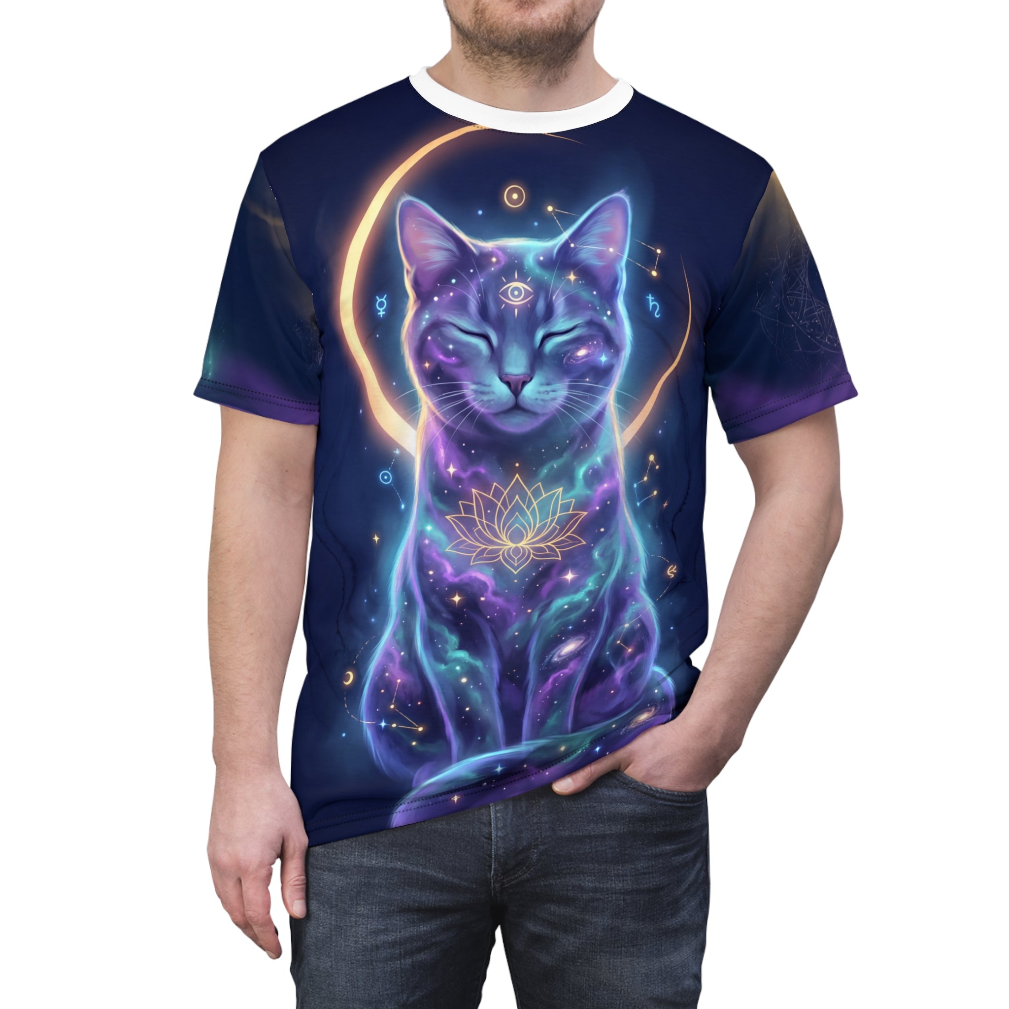 Kosmisches Katzengeist-Surreal-T-Shirt