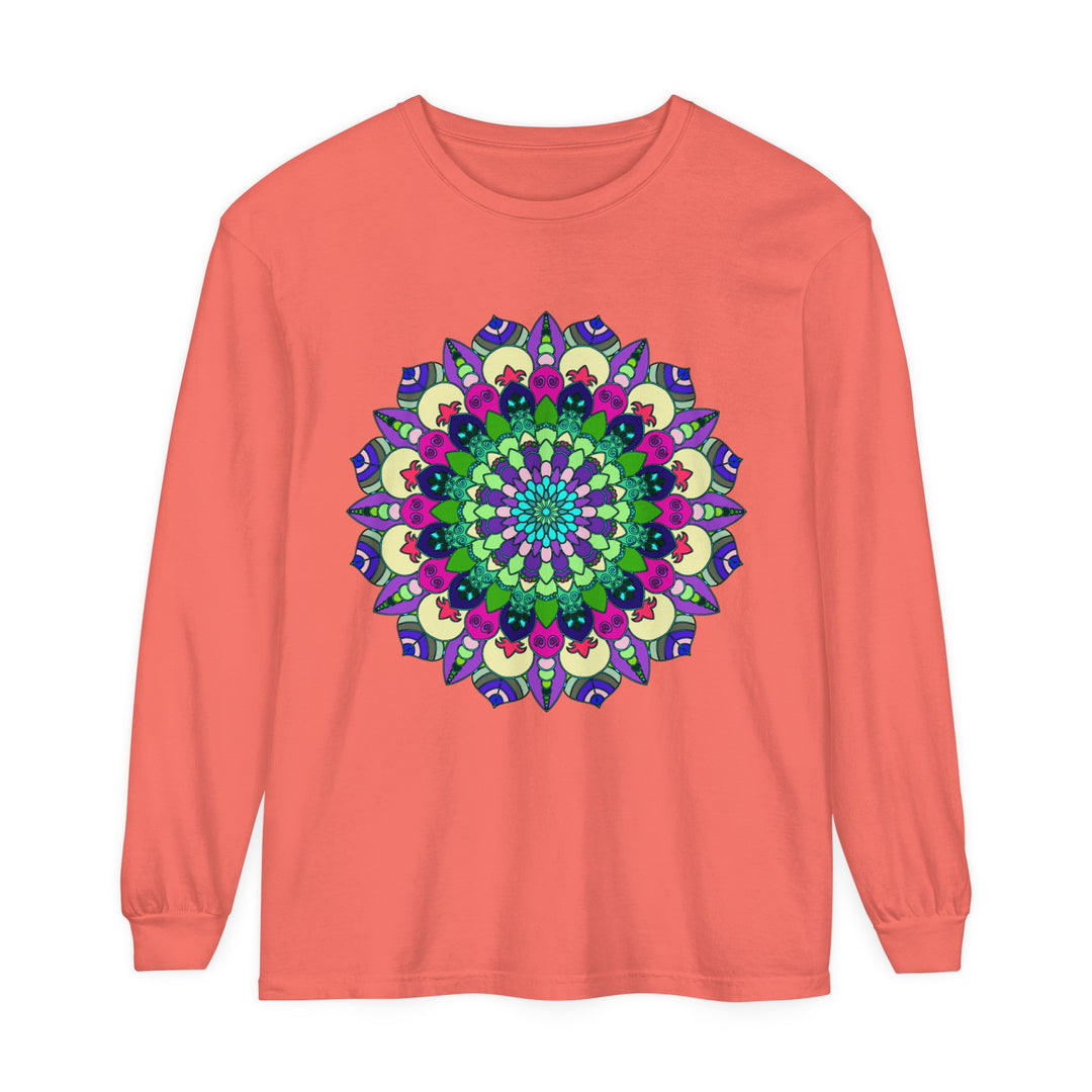 Colorful, intricate mandala design long sleeve t-shirt for men and women