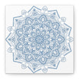 Handmade Mandala Art - Steel Blue Mandala Design Wall Art on Matte Canvas, Stretched, 125 inch - Unique and Intricate Handcrafted Artwork