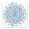 Handmade Mandala Art - Steel Blue Mandala Design Wall Art on Matte Canvas, Stretched, 125 inch - Unique and Intricate Handcrafted Artwork