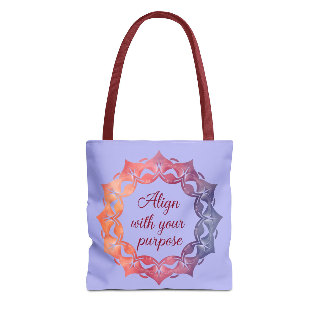 Vibrant orange and purple mandala tote bag, perfect for everyday use