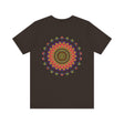 Colorful mandala tee with vibrant patterns symbolizing spiritual peace and tranquility