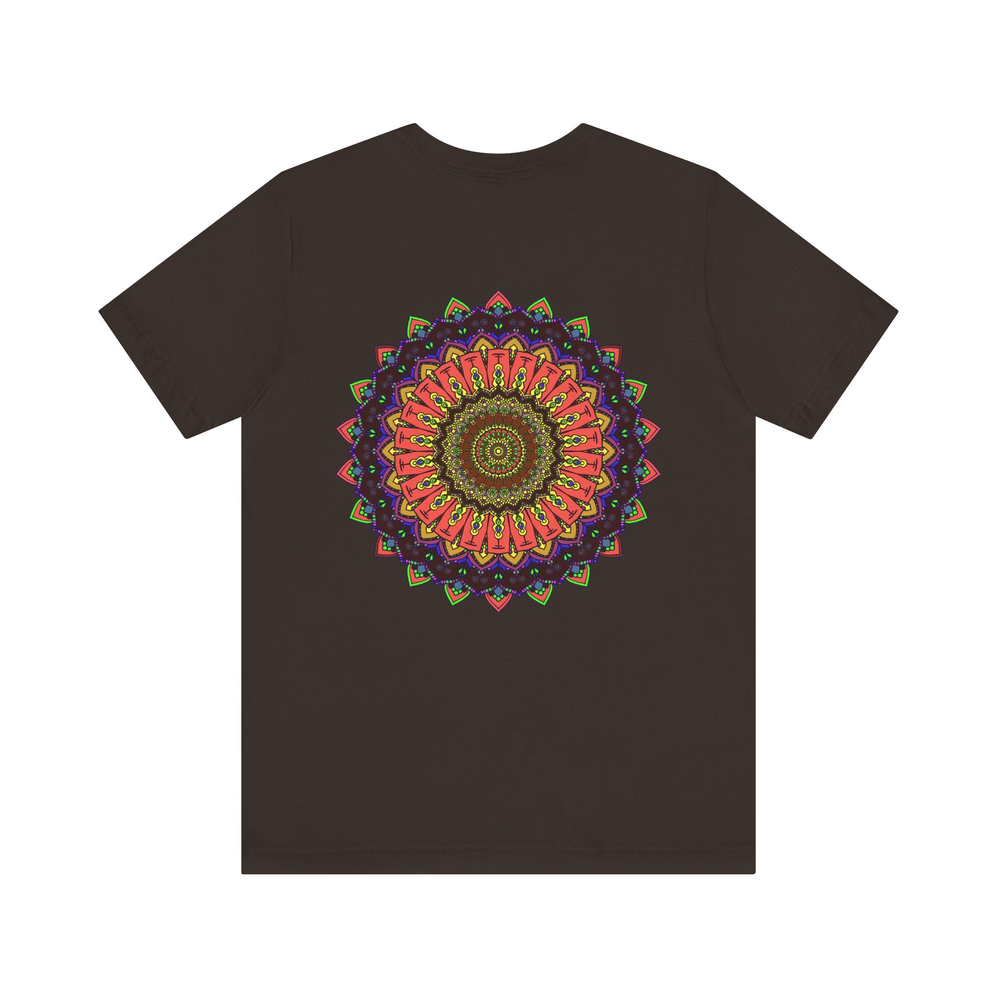 Colorful mandala tee with vibrant patterns symbolizing spiritual peace and tranquility