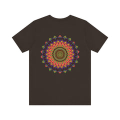 Colorful mandala tee with vibrant patterns symbolizing spiritual peace and tranquility