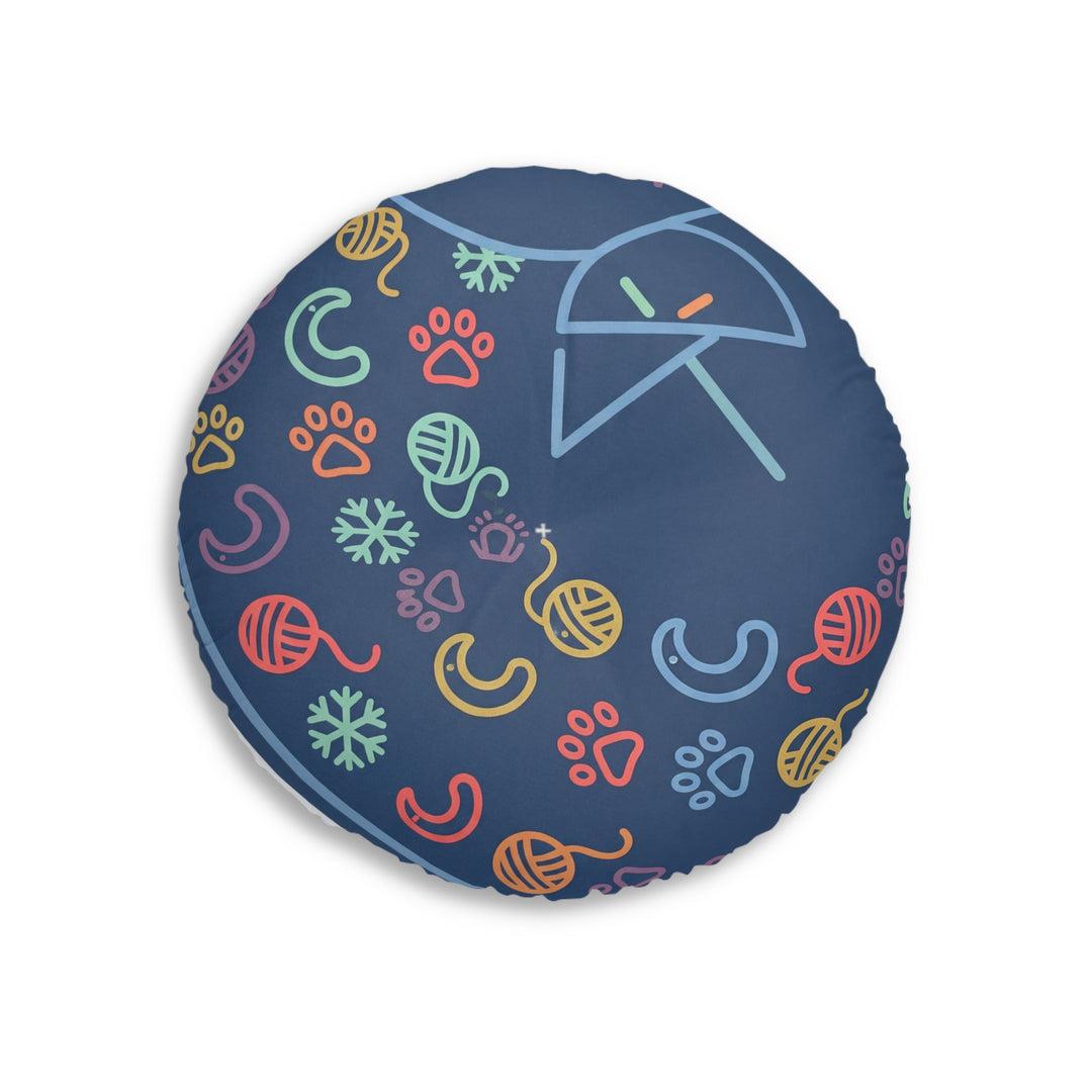 Bodenkissen mit Katzenmotiv und Motiv der Heiligen Geometrie