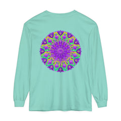 Beautiful purple and green mandala design long sleeve t-shirt for women