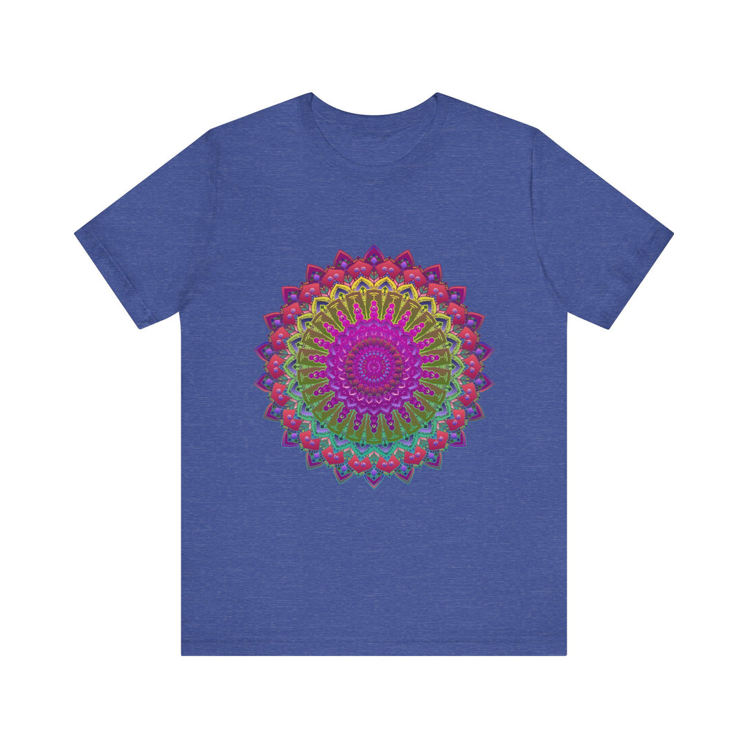 Vibrant and colorful mandala tee with spiritual art design for a unique and eye-catching fashion statement