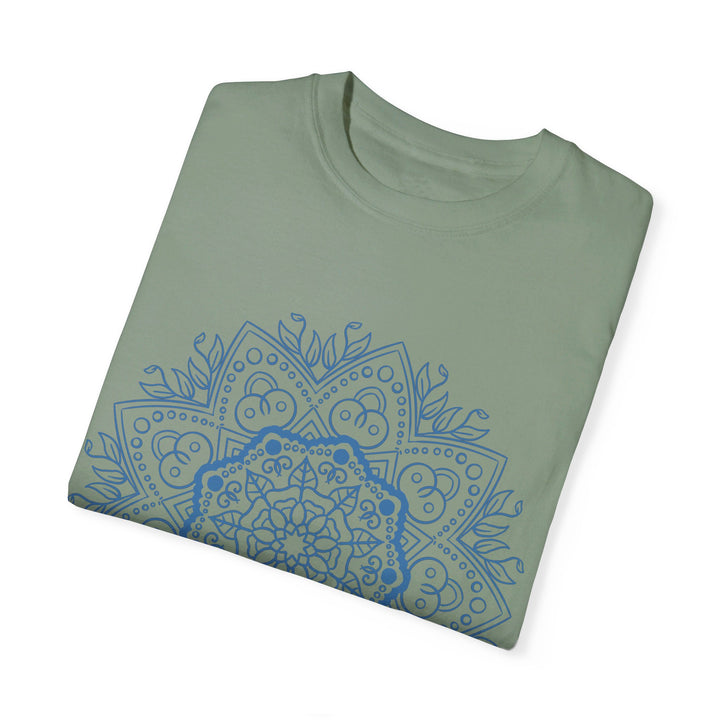 Unisex Mandala Tshirt with Handmade Mandala Design, Hand-Drawn Art, and Garment-Dyed Fabric