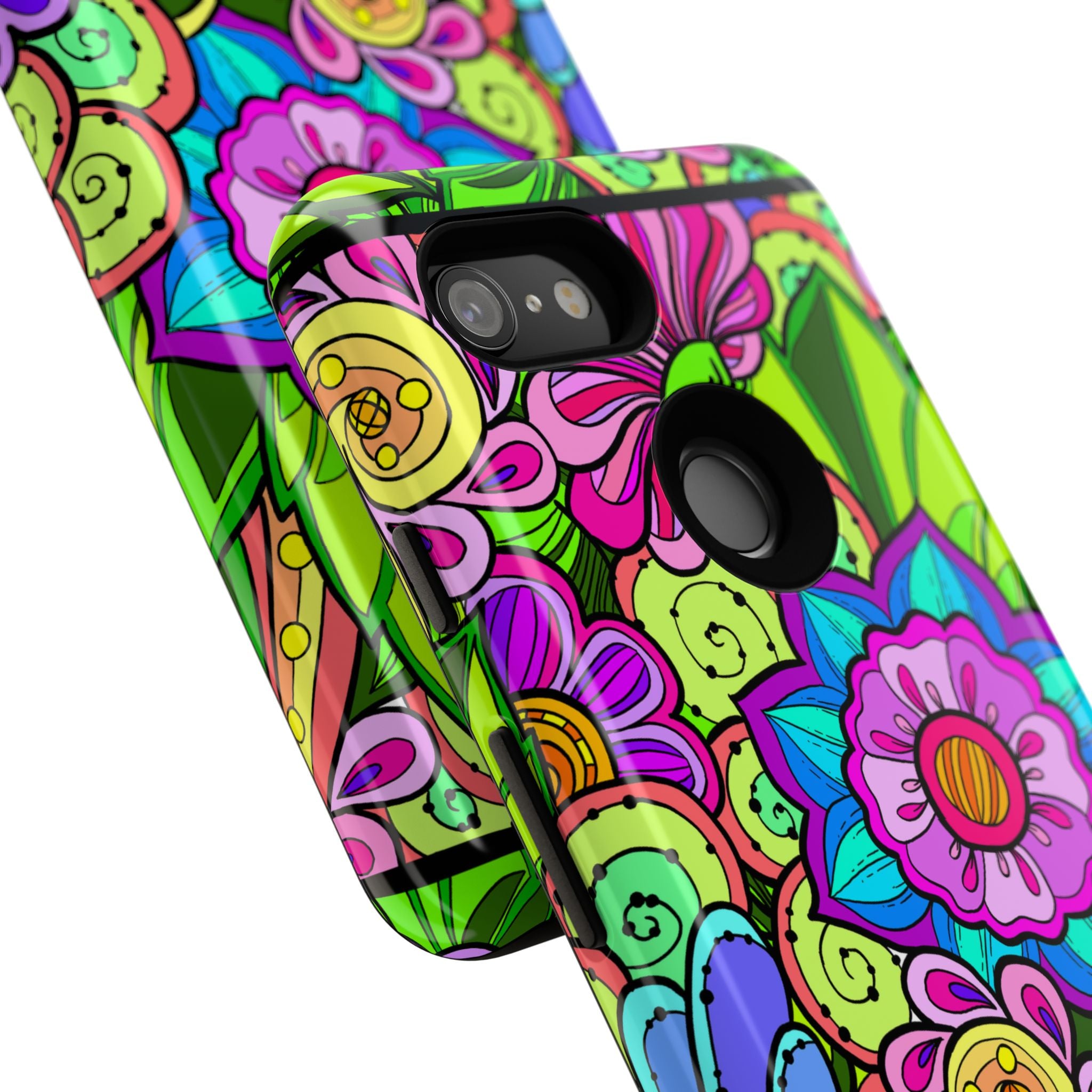 Floral Fantasy iPhone and Google Pixel Case in Bright Green Palette