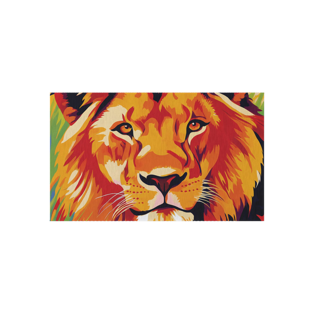 Lion Face Outdoor Rug – Vibrant Wildlife Doormat for Patio &amp; Porch