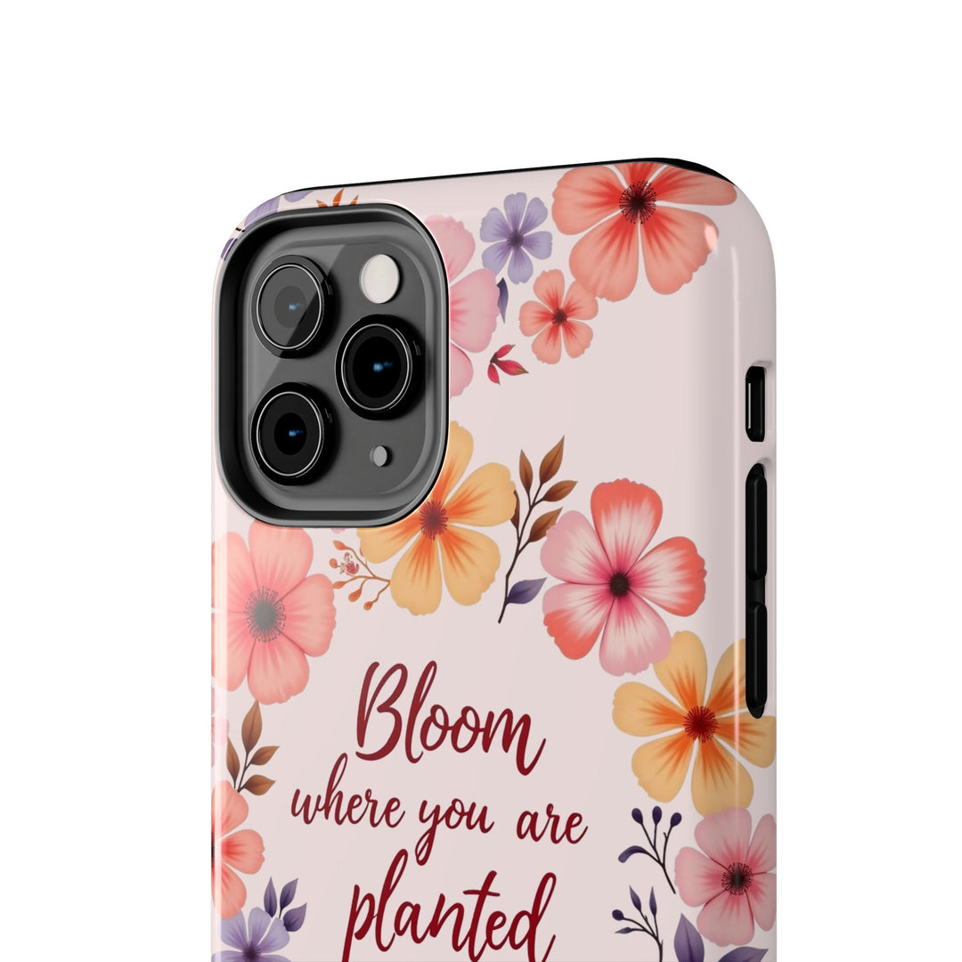 Phone Case - Flower Garland Bloom where you are planted Light Pink: a beautiful light pink phone case with a floral garland design, perfect for expressing your love for nature and growth