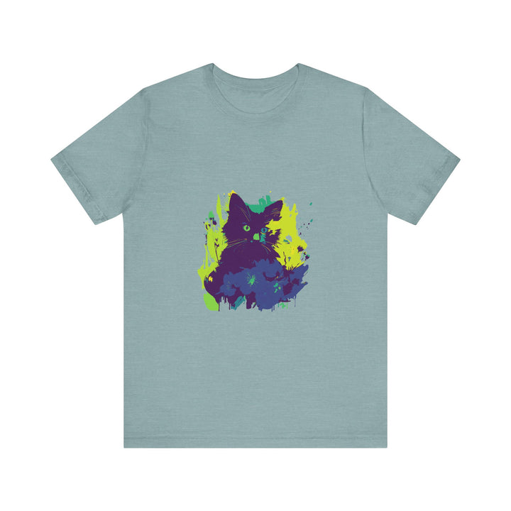 Black Cat Mystery - Abstract T-Shirt featuring a mysterious black cat design on a stylish shirt