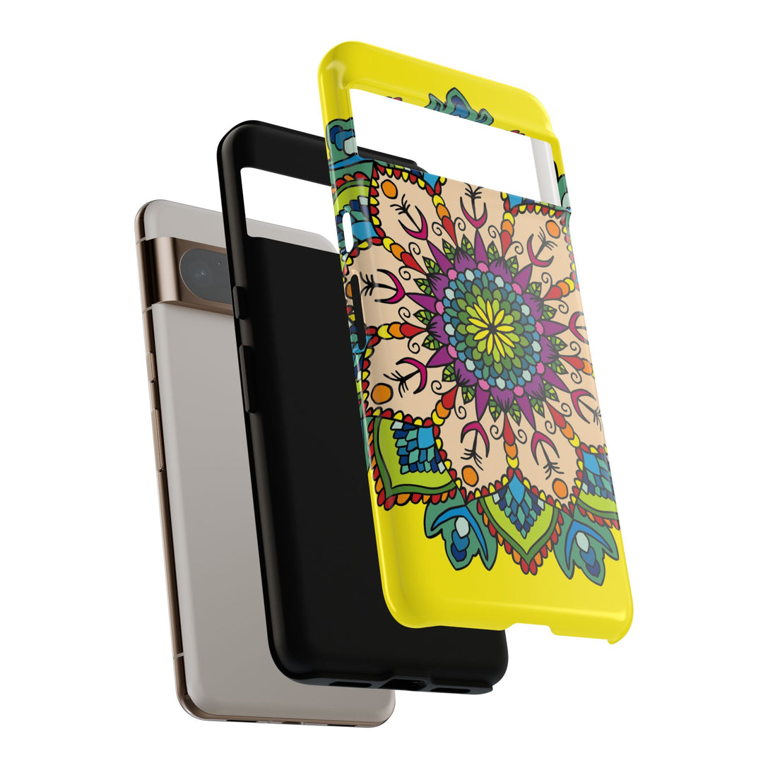 Intricate Floral Yellow Phone Case for Bold Protection and Style