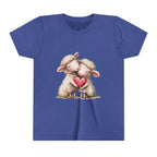 Youth Tee - Cartoon Sheeps Hugging Heart, Cute and Lovely Design