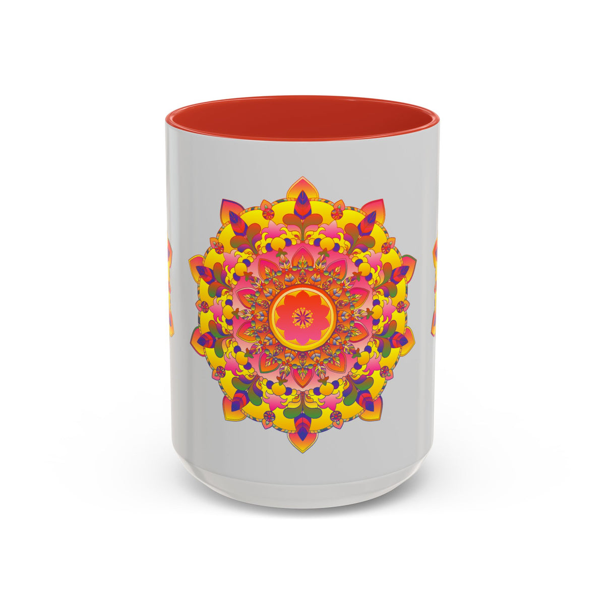 A vibrant and detailed mandala art design adorns the surface of the colorful and intricate Mandala Art Mug