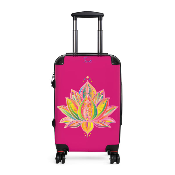 Pink Lotus Suitcase – Vibrant Floral Carry-On Luggage