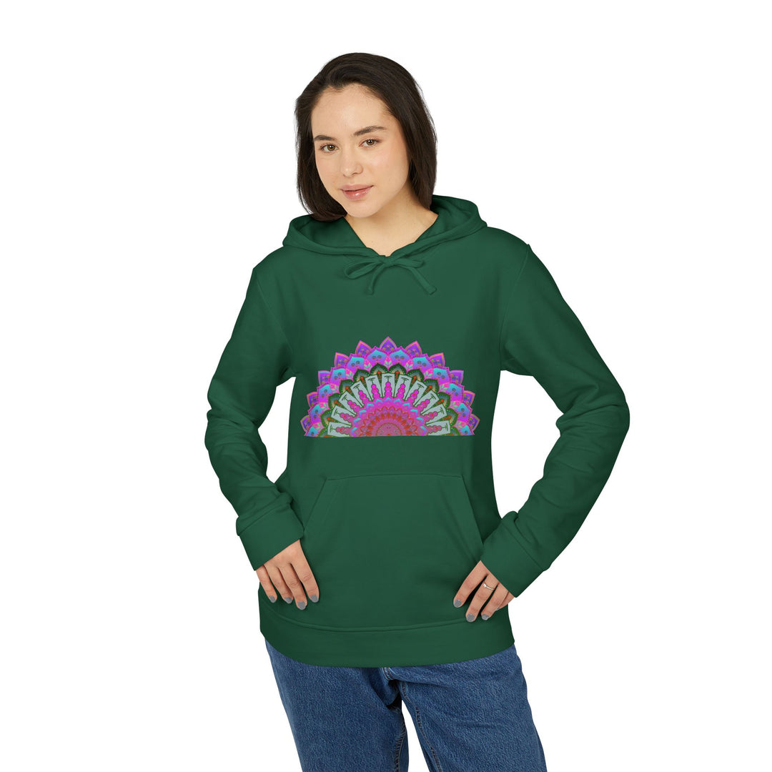 Blululi Adidas Mandala Fleece Hoodie in blue with intricate mandala design