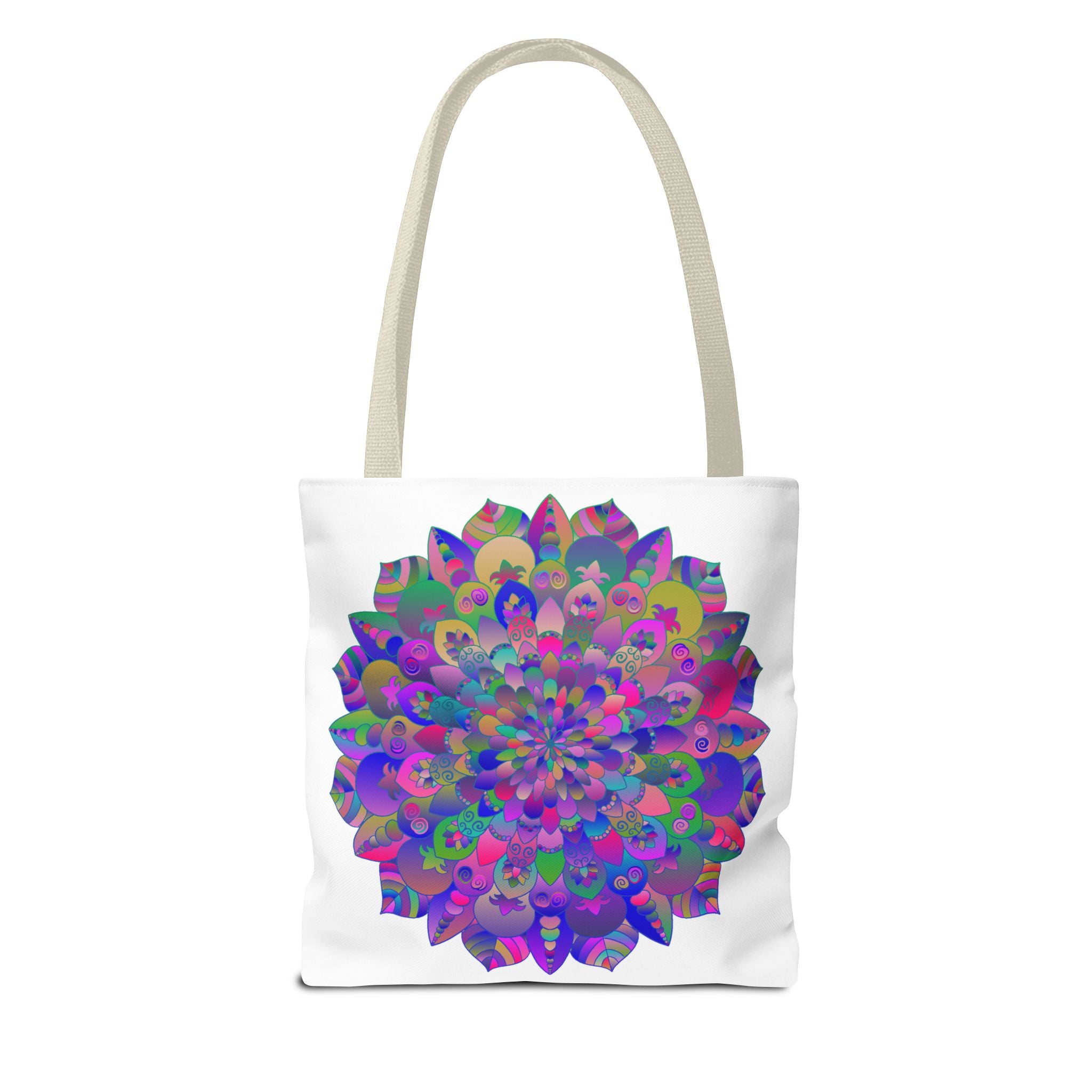 Beautiful and colorful Mandala Lotus Tote Bag, perfect for carrying essentials