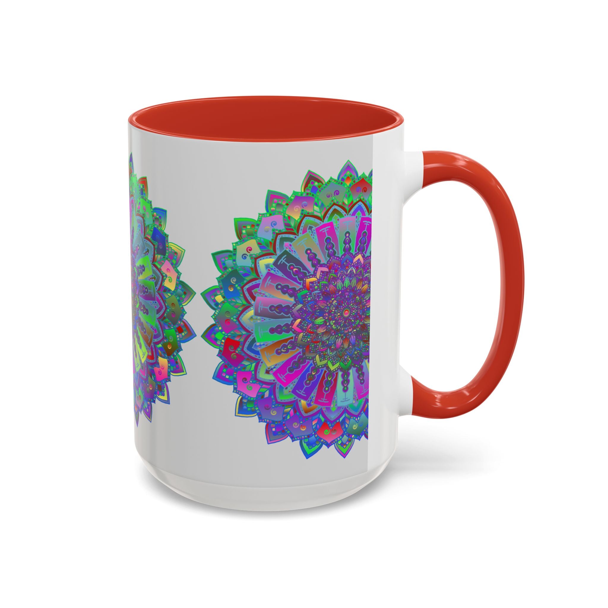 Colorful and intricate mandala art mug featuring vibrant designs and patterns