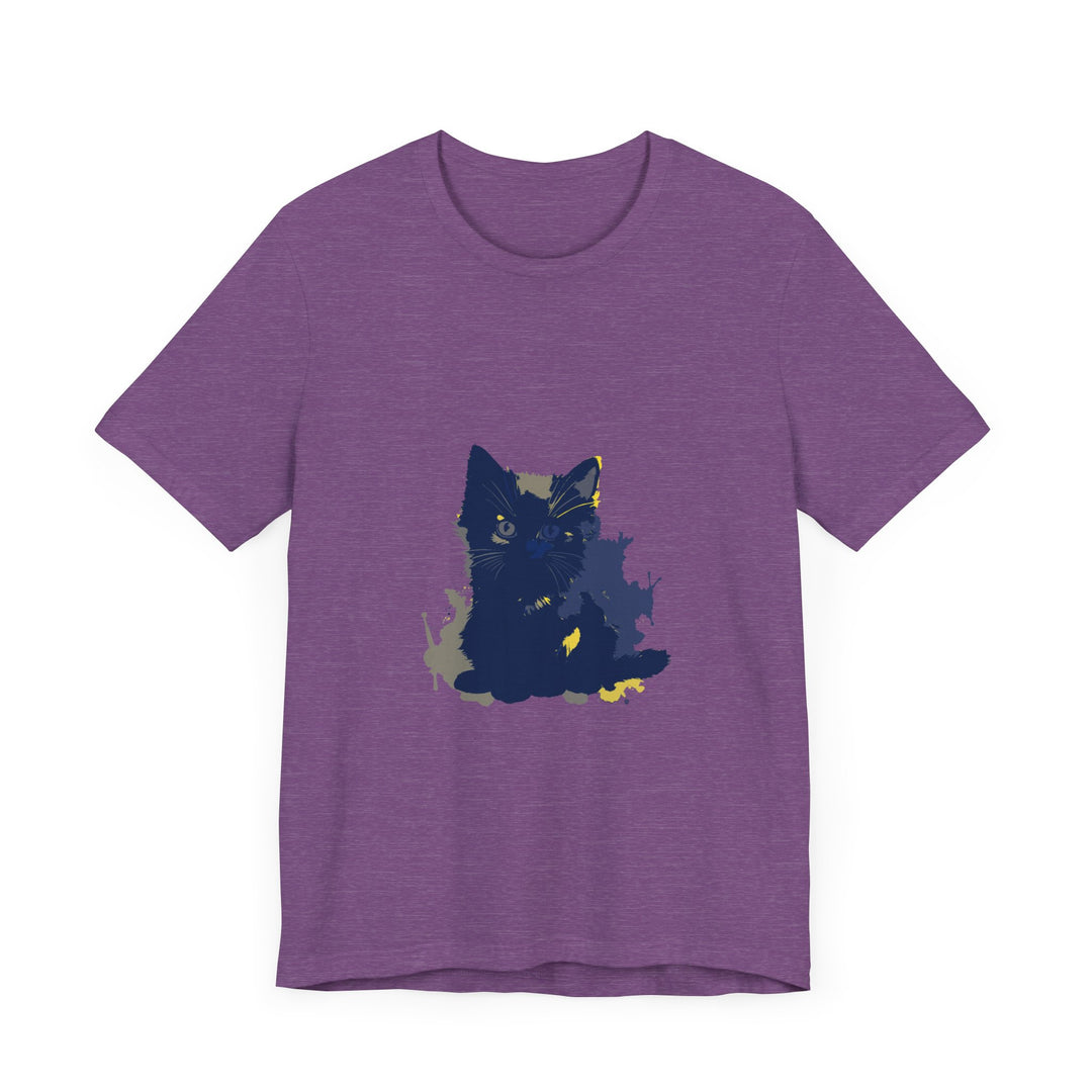 Midnight Blue Cat Mystery T-Shirt - A stylish and comfortable shirt featuring a mysterious cat design on a deep blue background