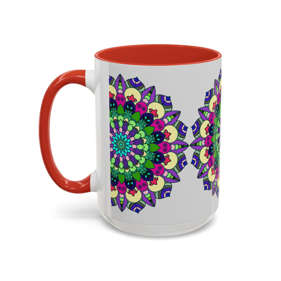 A vibrant and intricate mandala art design adorns this colorful and spiritual mug, perfect for adding a touch of beauty and tranquility to your morning routine