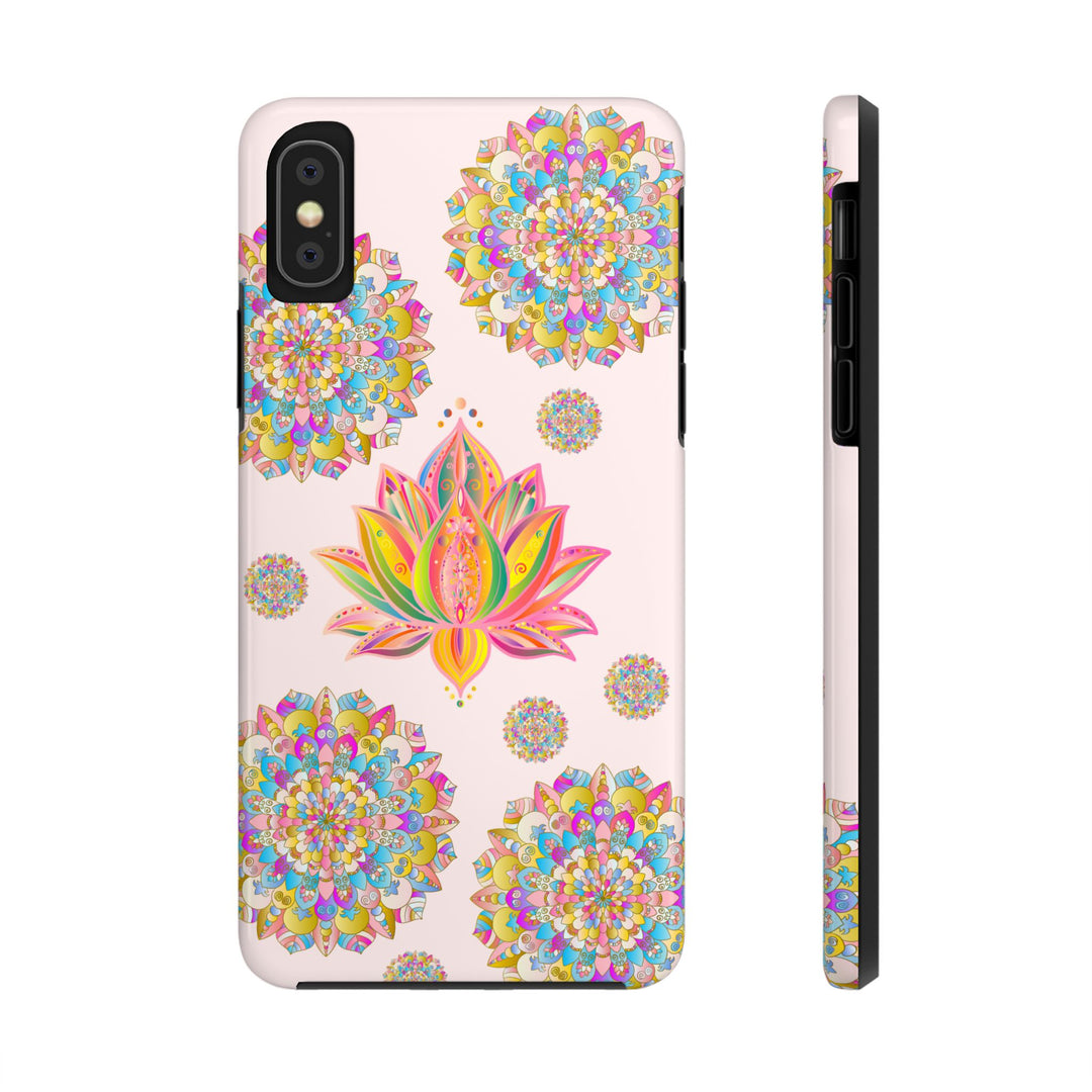 Phone Case - Light Pink Lotus Flower Mandala Design, Slim and Protective Cover