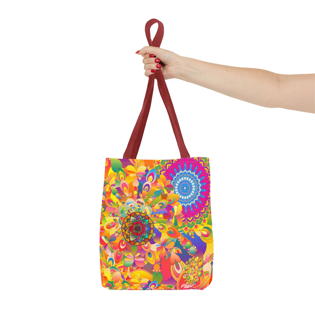 Psychedelic Floral Mandala Tote Bag