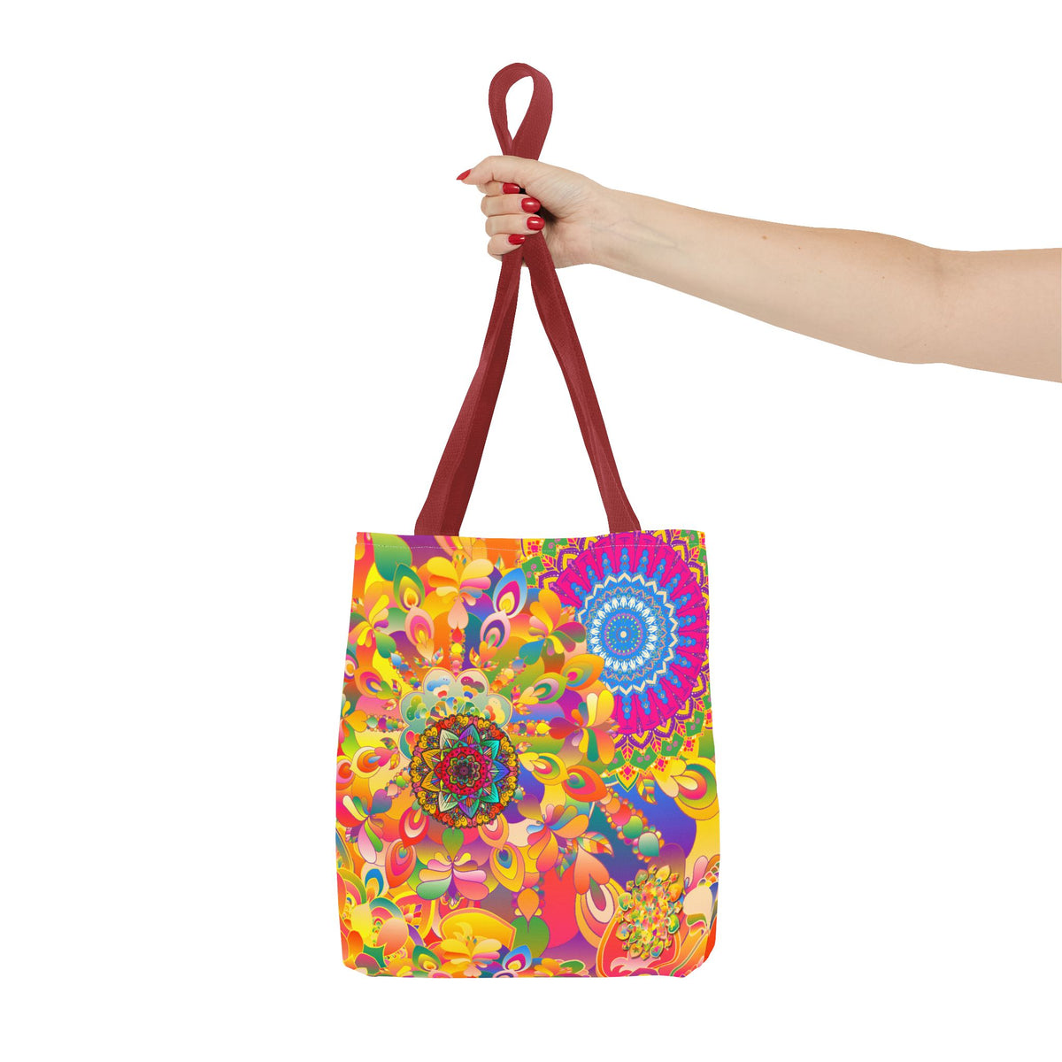 Psychedelic Floral Mandala Tote Bag