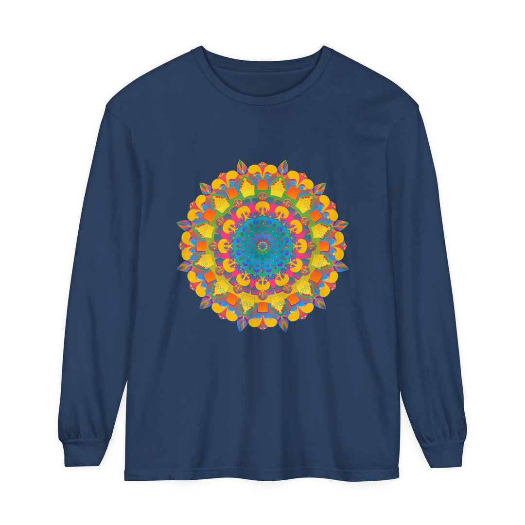 Colorful and intricate mandala design long sleeve unisex t-shirt for all genders