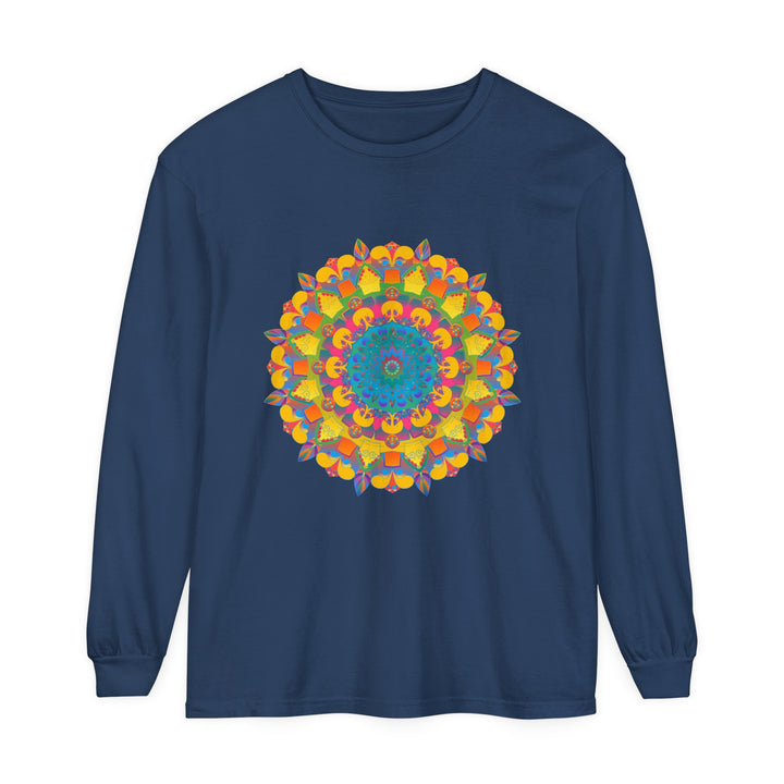 Colorful and intricate mandala design long sleeve unisex t-shirt for all genders