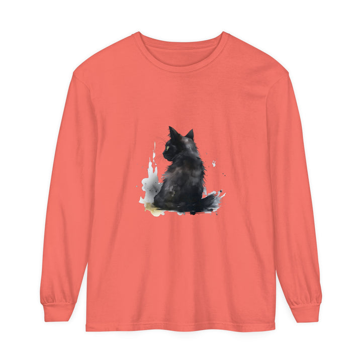 Black Cat Watercolor Dream - Long Sleeve T-Shirt with vibrant watercolor design