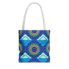 Colorful mandala tote bag with intricate design and vibrant, eye-catching colors