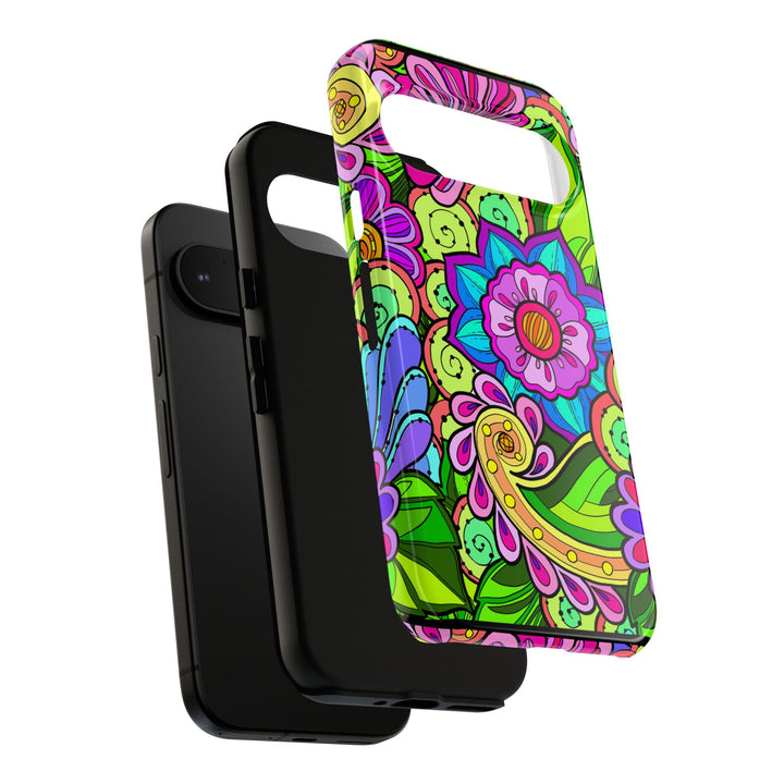 Floral Fantasy iPhone and Google Pixel Case in Bright Green Palette