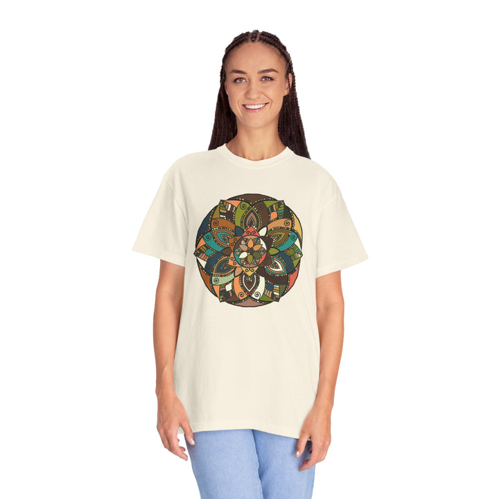 Mandala Earth Flora T-Shirt — Earthy Tones Geometric Art Tee