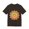 Vibrant mandala t-shirt featuring colorful and spiritual art design for a unique and eye-catching fashion statement