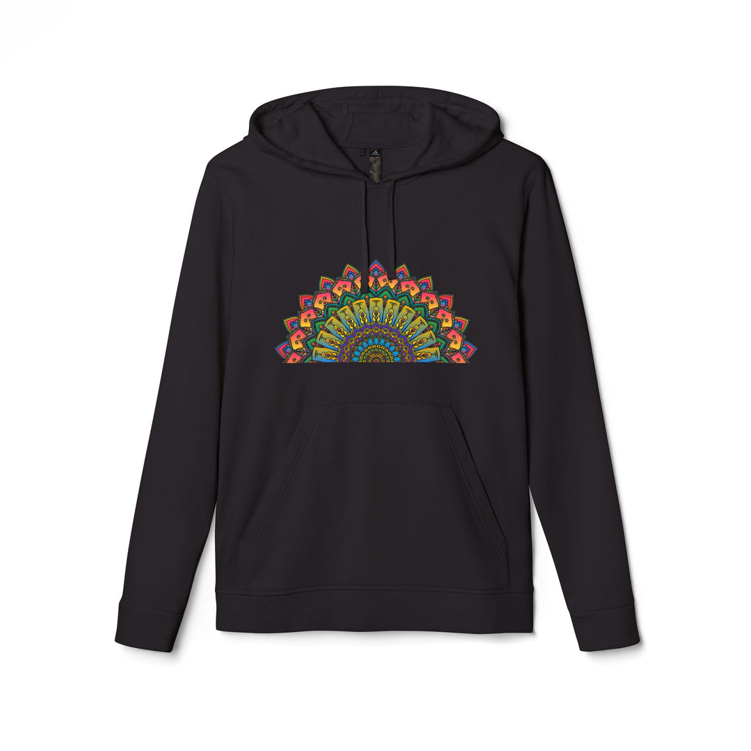 Warm and stylish fleece hoodie with a stunning rainbow mandala design