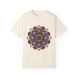 Unisex Mandala T-Shirt featuring intricate hand-drawn mandala art, made from 100% ring-spun cotton and garment-dyed for extra comfort