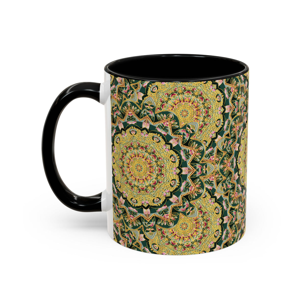 Mandala Floral Coffee Mug – Bohemian Botanical Ceramic Cup