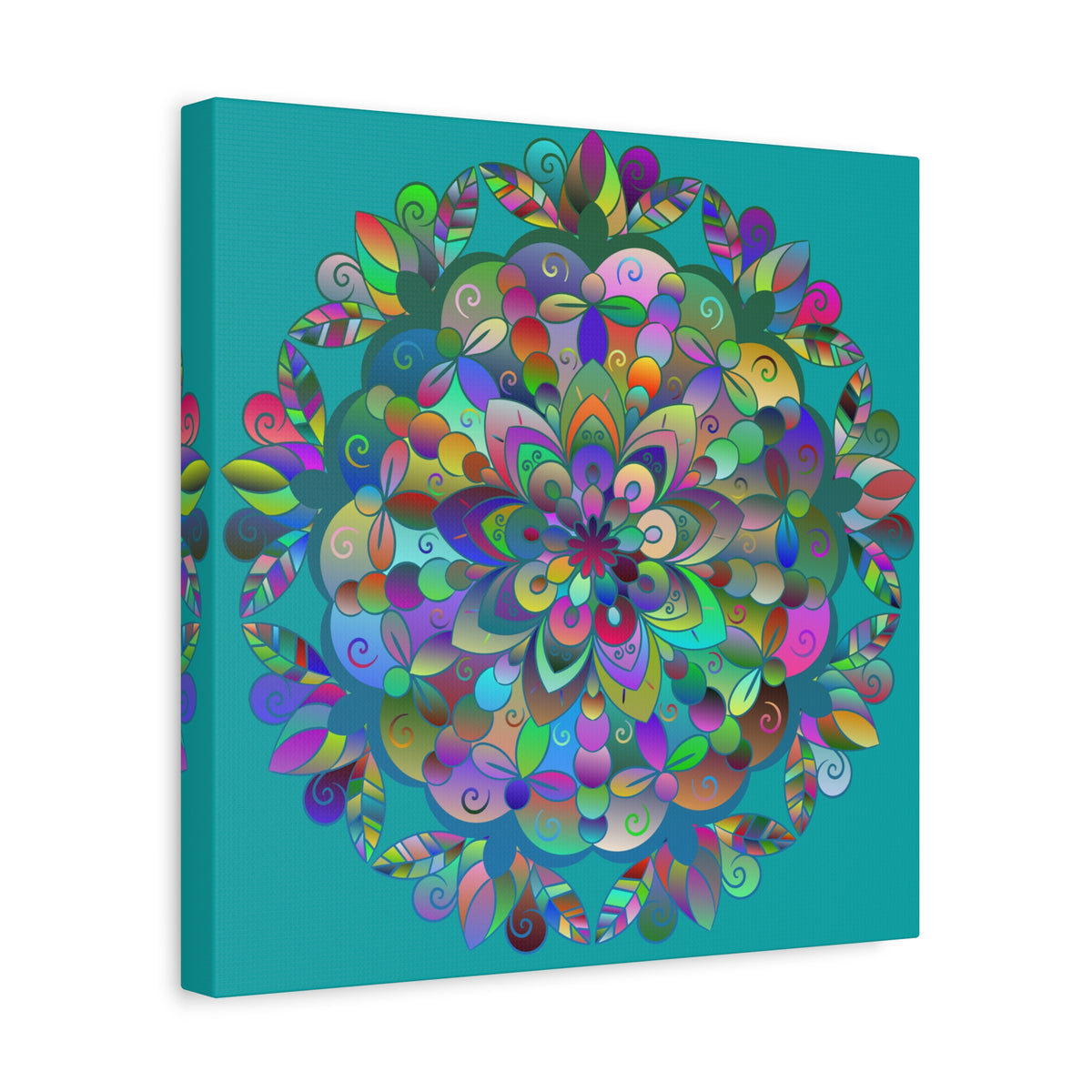 Colorful Floral Mandala Matte Canvas Wall Art — Stretched 1.25"
