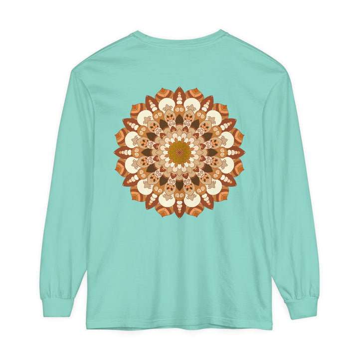 Intricate Mandala Unisex Long Sleeve T-Shirt, featuring a detailed, symmetrical design