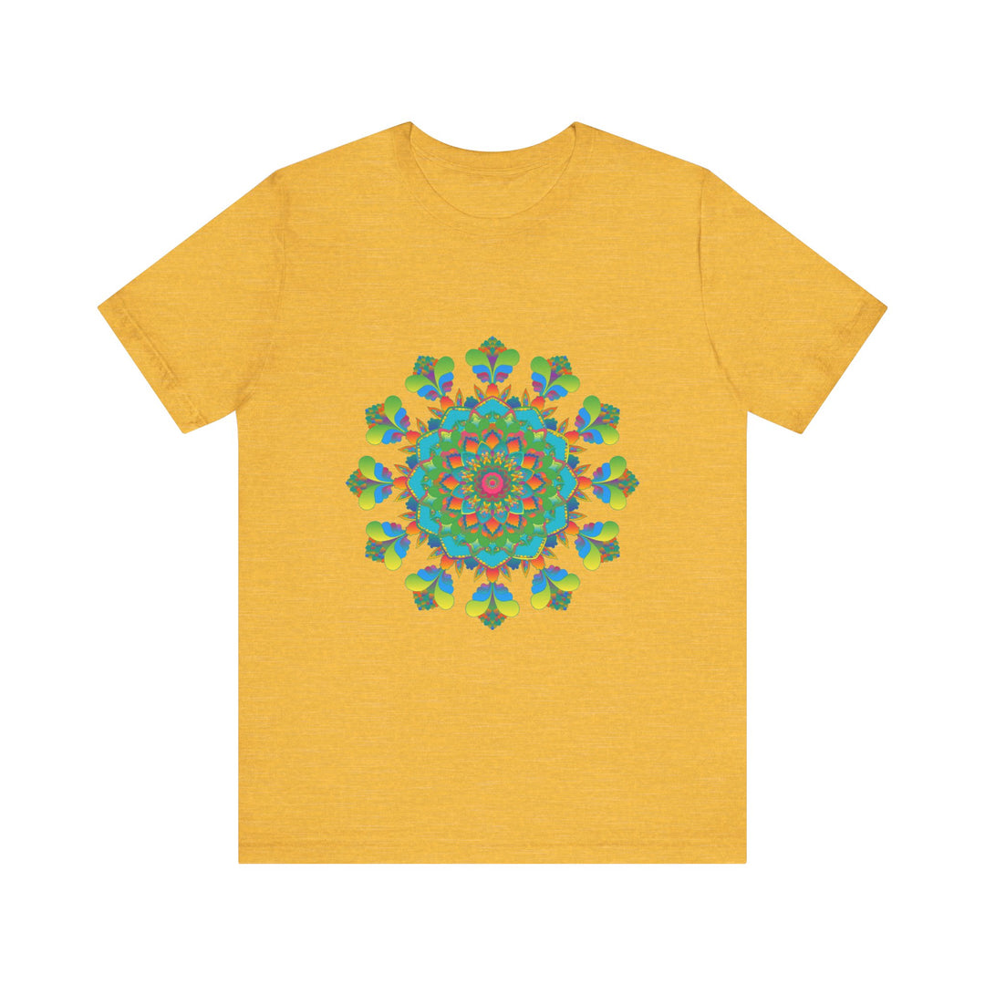 Colorful tie dye t-shirt with a mesmerizing mandala design, perfect for a psychedelic style statement