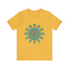 Colorful tie dye t-shirt with a mesmerizing mandala design, perfect for a psychedelic style statement