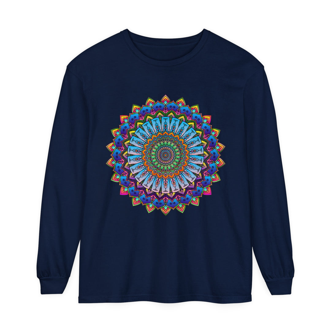 Colorful and intricate mandala design long sleeve unisex t-shirt