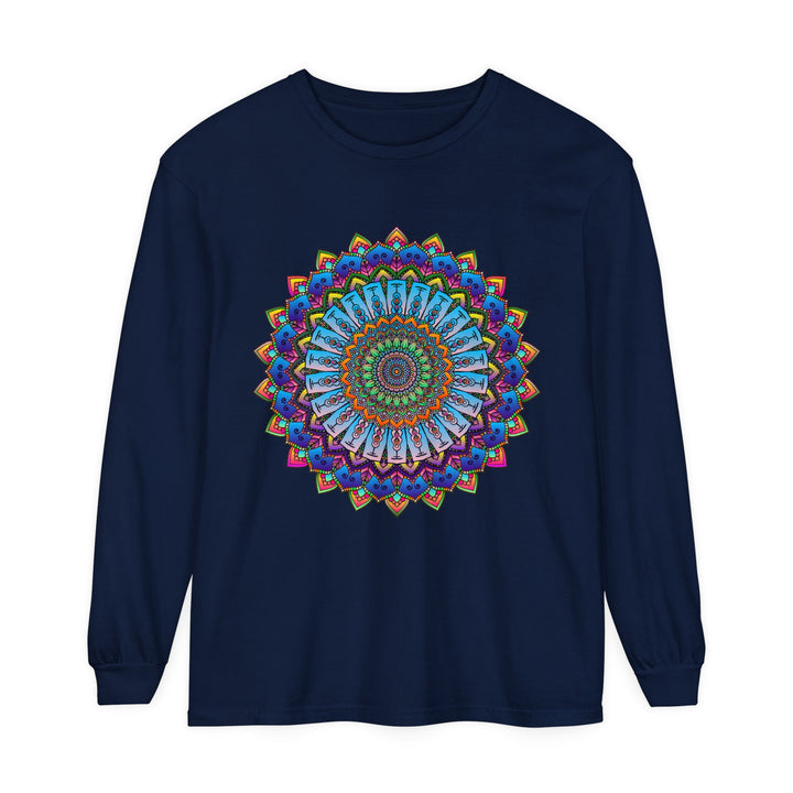 Colorful and intricate mandala design long sleeve unisex t-shirt